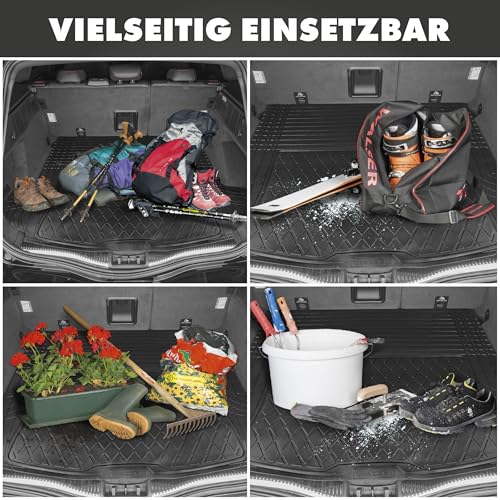 Walser Kofferraummatte Safeguard, Größe L 130 x 120 cm, universal zuschneidbare Gummimatte, universeller Kofferraumschutz, Antirutschmatte