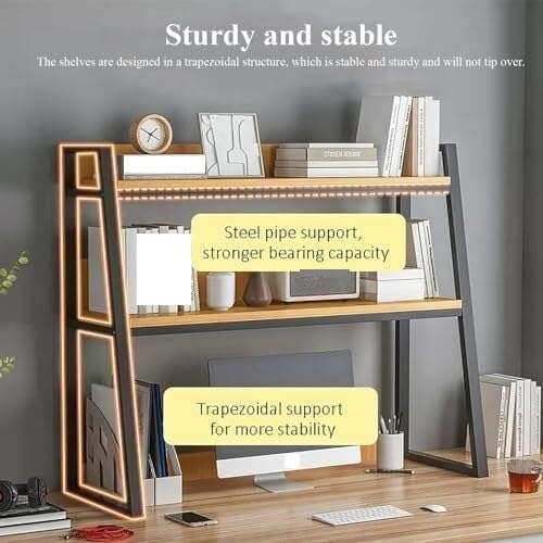 Moderno scaffale da scrivania a 2 livelli - Organizzatore multiuso for | computer e librerie Elegante espositore for casa e ufficio Perfetto piccoli spazi(115cm)