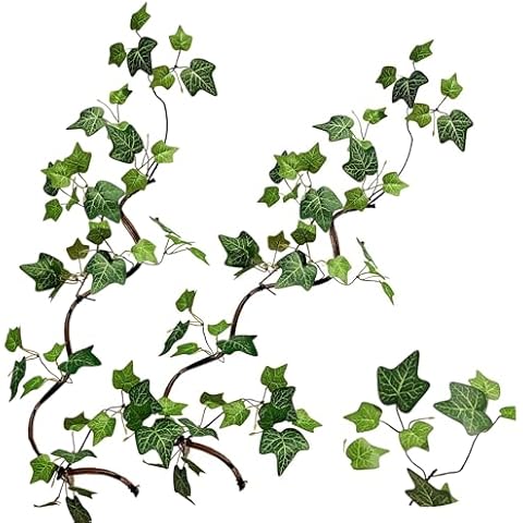 Artificial Rattan Tree Vines with Creeper Leaves Climbing Ivy Branches Grapevines UV Resistant Greenery Garland for Home Garden Landscape wall Hanging Climber Habitat Decor 43” (Green - Pack 2) Cover