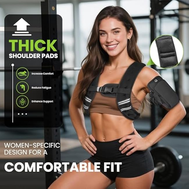 GEEBOBO Weighted Vest for Women Men, 8lb/12lb/16lb/20lb/25lb/30lb Weighted Vest Woman Adjustable Weights for Walking, Strength Training, Running, Muscle Building