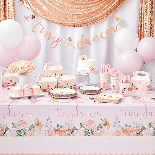 Image of BLUE PANDA Tiny Dancer Tablecloths - 3 Pack, Pink, 54 x 108 in, Plastic - Birthday Table Cover for Party & Baby Shower Decoration
