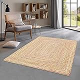Flor : 80% Jute, 20% Wolle Taracarpet Jute Teppich Sisal Optik Kurzflor Boho modern für Wohnzimmer Schlafzimmer nachhaltig Natur-Teppich mit Wolle bunt 080x150 cm