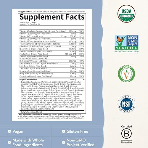 Garden of Life Once Daily Whole Food Multivitamin for Men, Organic Mens Vitamins & Minerals, Vitamin C, Zinc, Vegan, for Health & Well-Being, 60 Tablets - Image 4