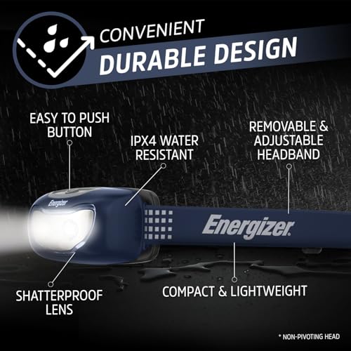 Energizer Universal+ LED Headlamp (2-Pack), IPX4 Water Resistant Headlamps, Bright Head Light for Outdoors, Camping, Running, Storm, Survival LED Light for Emergencies (Batteries Included) - Image 4