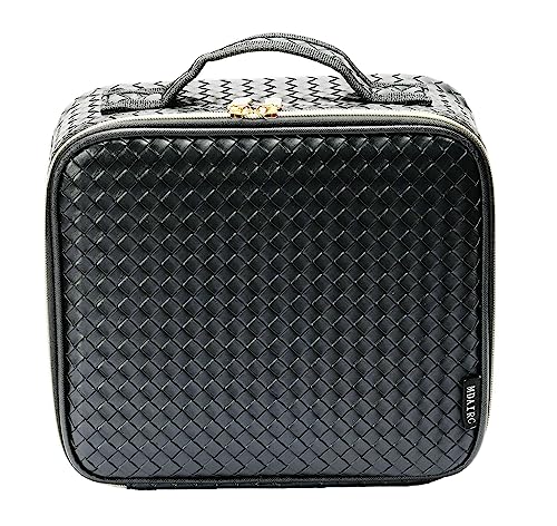 Travel Makeup Train MAKE UP Case Makeup Cosmetic Case Organizer Portable Artist Storage Bag with Adjustable Dividers for Cosmetics Makeup Brushes (COLOR BLACK)