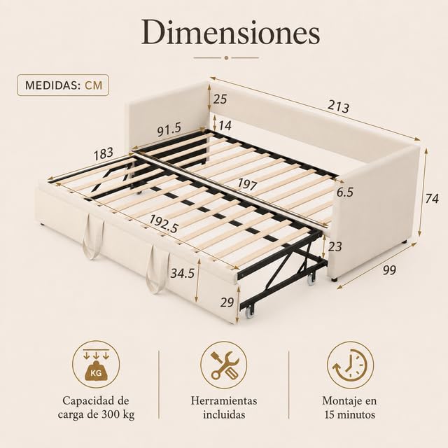 Sofá Cama Extensible 90x200/180x200 cm, Sofá Convertible Tapizado de Terciopelo, Sofá Cama Doble con Cama Extraíble, Sofá Moderno para Salón, Habitación de Invitados y Espacios Pequeños