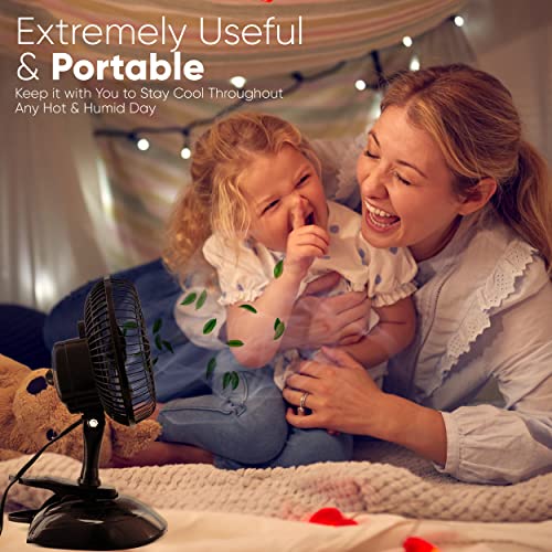 Rampro Portable Desk And Clip On Fan, 6 Inch Fans Small And Quiet Plug In, Small Personal Cooling Fan For Desk Home Bedroom Office , 2 Speed, Adjustable Tilt, Black #TOP5