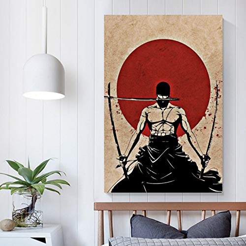 Qiuni Anime One Piece Roronoa Zoro Poster su tela