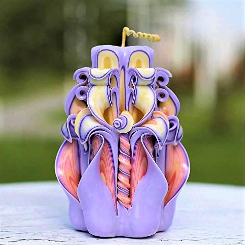 Hand Carved Candles Purple 5''Amazing Mothers Day Gifts CandleCandle Centerpieces