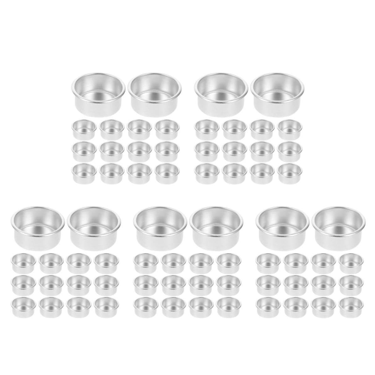Toyvian 100 Unidades Copa de Vela Vacía de Aluminio Plata, Redonda para