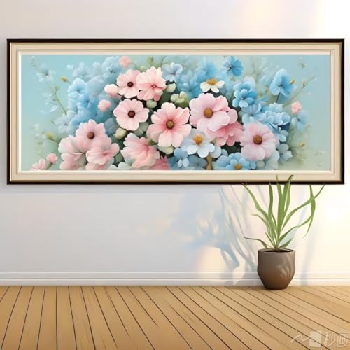 Fleur colorée en broderie diamant pour décoration murale salon