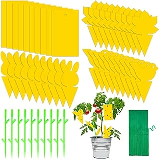 MIAHART 40 Pcs Sticky Fly Traps Yellow Plant Fly Catcher Paper Fruit Fly Traps Insect Sticky Board for Indoor Outdoor, 4 Designs