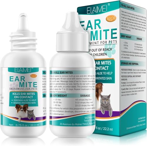 Ohrmilbenöl für Hunde, Katzen, Haustiere 22ml, Sanfte Pflege bei Ohrmilben, Gegen Ohrmilben mit Kamille für Katze, Ohrentropfen Milben (30ML)