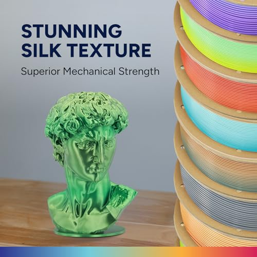 Image of OVERTURE Silk PLA Filament 1.75mm, Clog-Free Shiny, Metallic Shine 3D Printer Filament, 1kg Spool (2.2lbs), Ideal for Cosplay Jewelry & Home Decor (Silk Evergreen Bronze)