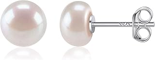 ChicSilver 4-10mm White Freshwater Cultured Pearl Earrings Sterling Silver Studs for Women Girls Sensitive Ear