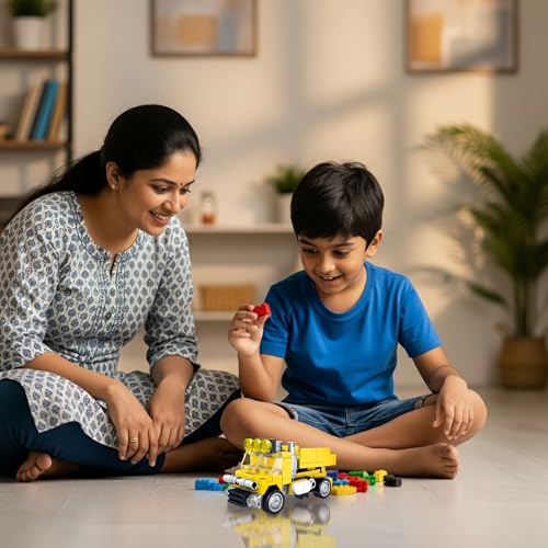 Image of STEM Construction Vehicle Building Blocks Set (92 Pcs) | DIY Dump Truck Toy for Kids 7+ Years (Boys & Girls) | Educational Engineering Toy | Creativity & Problem Solving