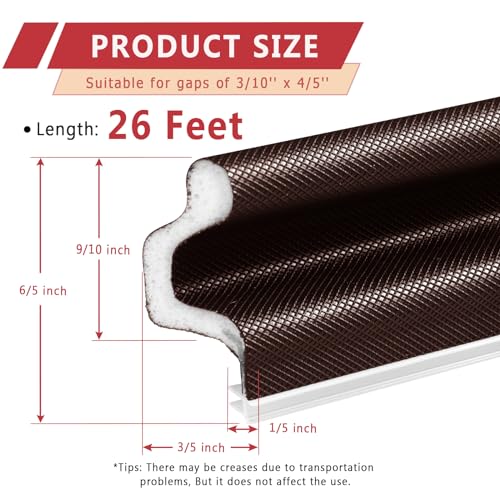Image of 26 Feet Long Reach Weather Stripping Door Seal, V-Shaped Replacement Door Seal Strip Foam Kerf Weather Stripping for Doors Frame Card Slot Door Insulation Strip, Easy Cut to Size(Brown)