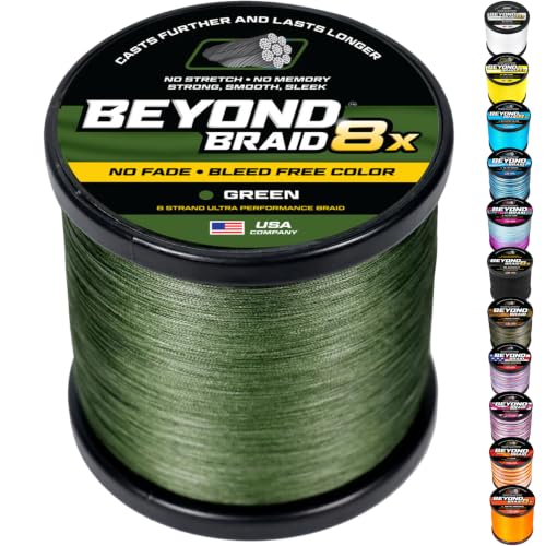 Image of Beyond Braid Braided Fishing Line -Super Strong - Abrasion Resistant - No Stretch -Blue Camo, Moss Camo, White, Green, Pink, Blue, 4 Strand 8 Strand