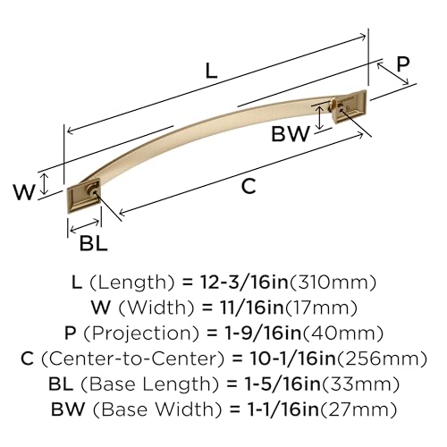 Image of Amerock Candler 10-1 /16 inch (256mm) Center-to-Center Golden Champagne Cabinet Pull, BP29352BBZ