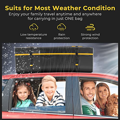 Car Roof Bag Cargo Carrier – KYX Rooftop Cargo Carrier Bag, 15 Cubic Feet Waterproof Roof Top Luggage Bag for All Cars with/Without Racks, Double Rain Curtain, Anti-Slip Mat, Door Hooks & Lock Inside - Thumbnail 5