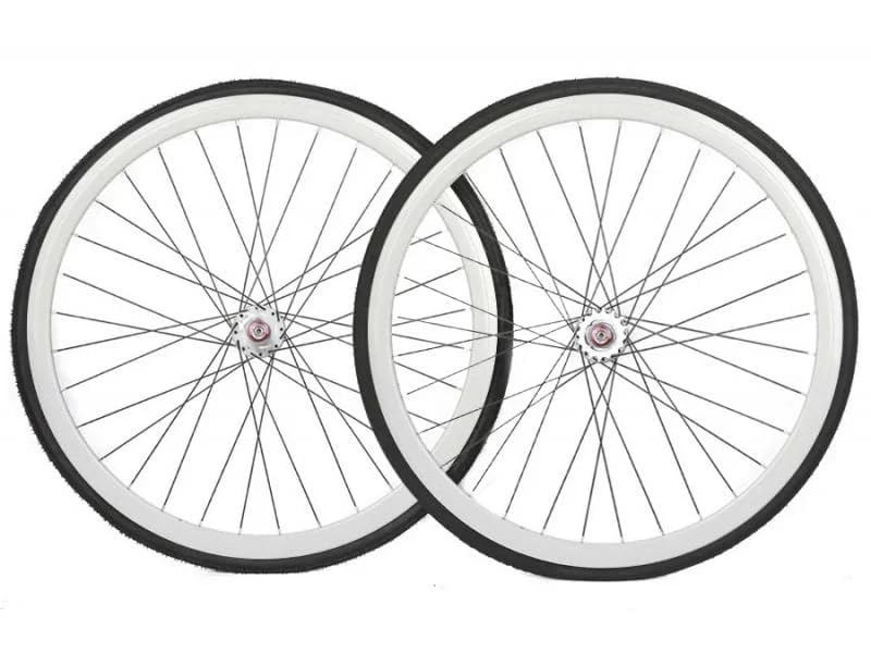 Santafixie 700C 30 mm Wheelset – Single Speed – Flip-Flop Hub – Aluminium + 700x25C Puncture-Resistant Tyres + Inner Tubes (White)