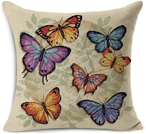 Miniatura 2 de Funda de cojín decorativa para el hogar, diseño de mariposas coloridas de 18 x 18 pulgadas