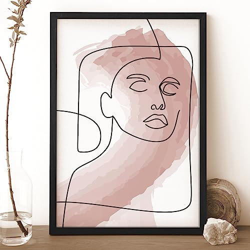 Image of Ritwika's Abstract Wall Art Of Outline Of Women Portrait Painting With Frame | Perfect For Home Office Decor | Size 9.5 inch x 13.5 inch Painting (03 - WOMEN)
