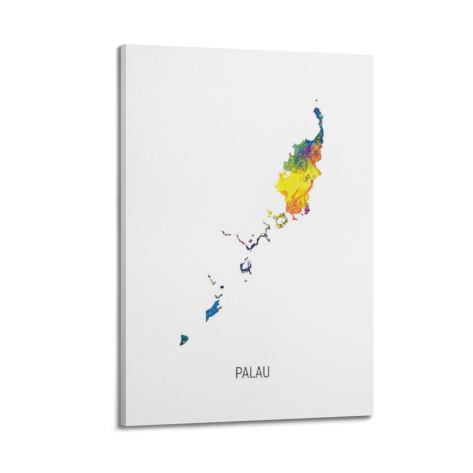 MJZLQN Map Poster Palau in Watercolor Poster Decorative Painting Canvas Wall Posters And Art Picture Print Modern Family Bedroom Decor Posters 24x36inch(60x90cm)