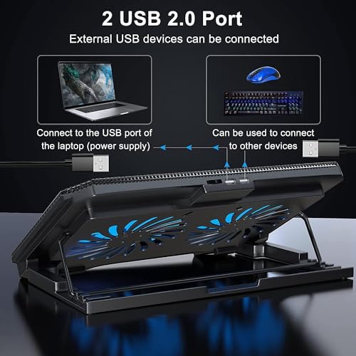 Dyazo Dual Fan Laptop Cooling pad | Laptop Cooler | Laptop Stand with Fan | 4 Height Adjustment Compatible for MacBook Air Pro, HP, Lenovo, Dell &... - Image 4