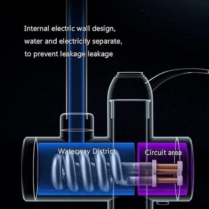 Image of TEKCOOL Instant Electric Water Heater Faucet - Tankless Hot Water Heater for Kitchen & Bathroom, Energy-Efficient with Adjustable Temperature Control.
