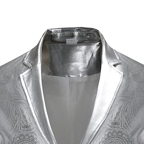 Men's Metallic Shinny Tuxedo Jacket Solid Floral Slim Fit Single Breasted Blazer Jacket for Prom Party3