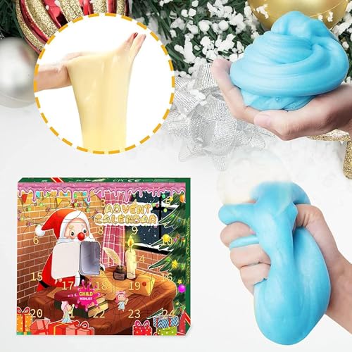 Schleim Adventskalender 2025 Kinder für Jungen und Mädchen, 24 Tage Countdown-Adventskalender Fluffy Kristall Slime Kinder Spielzeug Weihnachtsüberraschungen Geschenk