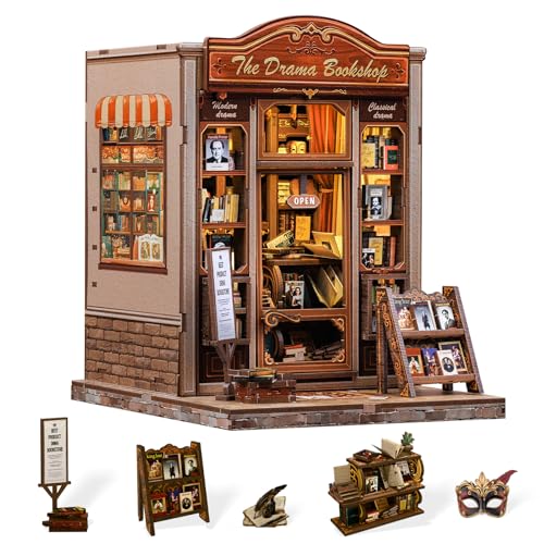 Kit de maison de poupée miniature pour créer un serre-livres LED salon