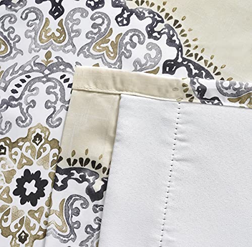 Driftaway Emma Medallion Pattern Lined Thermal Insulated Energy Saving Window Curtain Valance For Living Room 2 Layers Rod Pocket 52 Inch By 18 Inch Plus 2 Inch Header Gray #TOP2