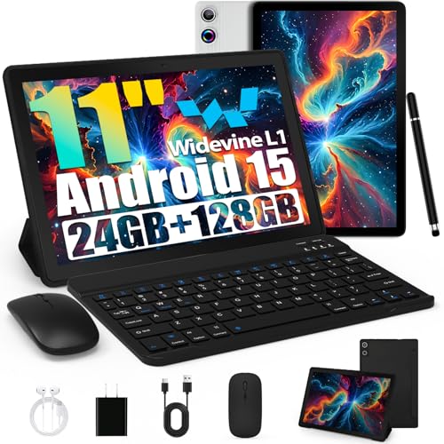 Tablet, Android Tablet 11 Zoll mit 14GB RAM + 64GB ROM (1TB TF), Octa-Core, Widevine L1, WiFi 6 & BT 5.3, 6800mAh Akku, Dual Kamera – Tablet mit Tastatur, Maus, Stift & Hülle Tablet, Android Tablet 11 Zoll mit 14GB RAM + 64GB ROM (1TB TF), Octa-Core, Widevine L1, WiFi 6 & BT 5.3, 6800mAh Akku, Dual Kamera – Tablet mit Tastatur, Maus, Stift & Hülle