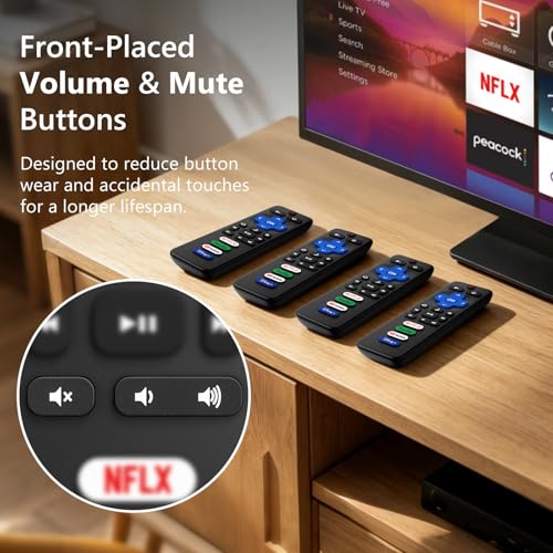 Image of (4 Pack) Replacement Remote for Roku TV, Universal Remote for TCL Roku TVs