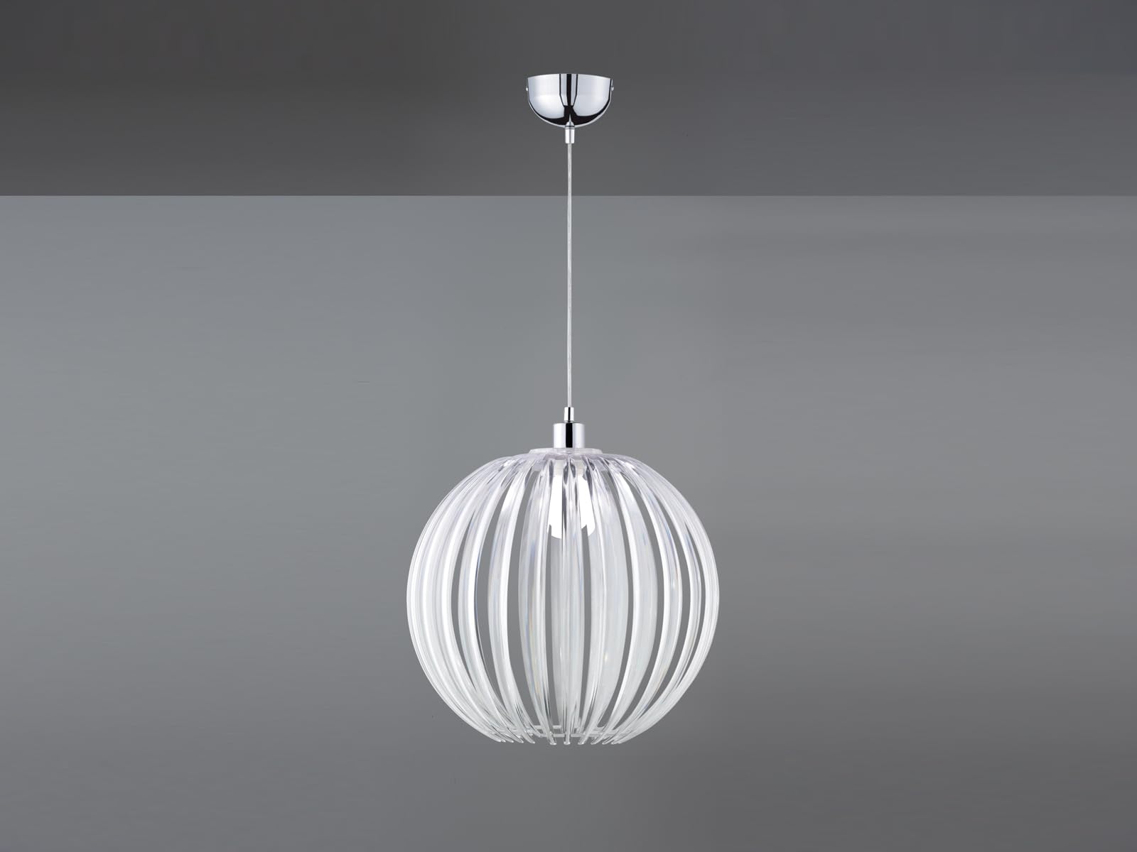 Trio Leuchten Pendelleuchte in Chrom, Acrylstäbe transparent, exklusive 1x E27 maximal 60W, ø 40 cm, Höhe: 150 cm 304100100