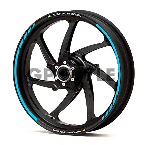 ローテーション リムステッカー リムライン デカール ヤマハ ホンダ スズキ カワサキ ドゥカティ (スカイブルー)