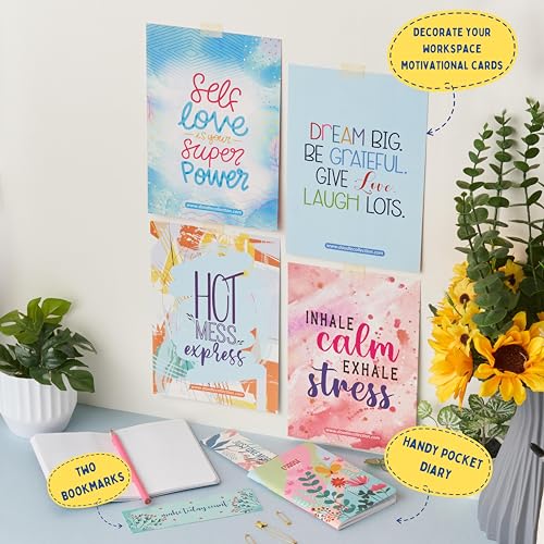 Image of Doodle I The Happiness Undated B5 Planner Kit I 250+ Stickers + Bookmarks + Pocket Planner with Premium Gift Box | Tear Away Note Cards & Quote Cards | Activity Pages | To do lists I 268 Pages I 80 GSM I Wiro Bound (Blushed Hues)