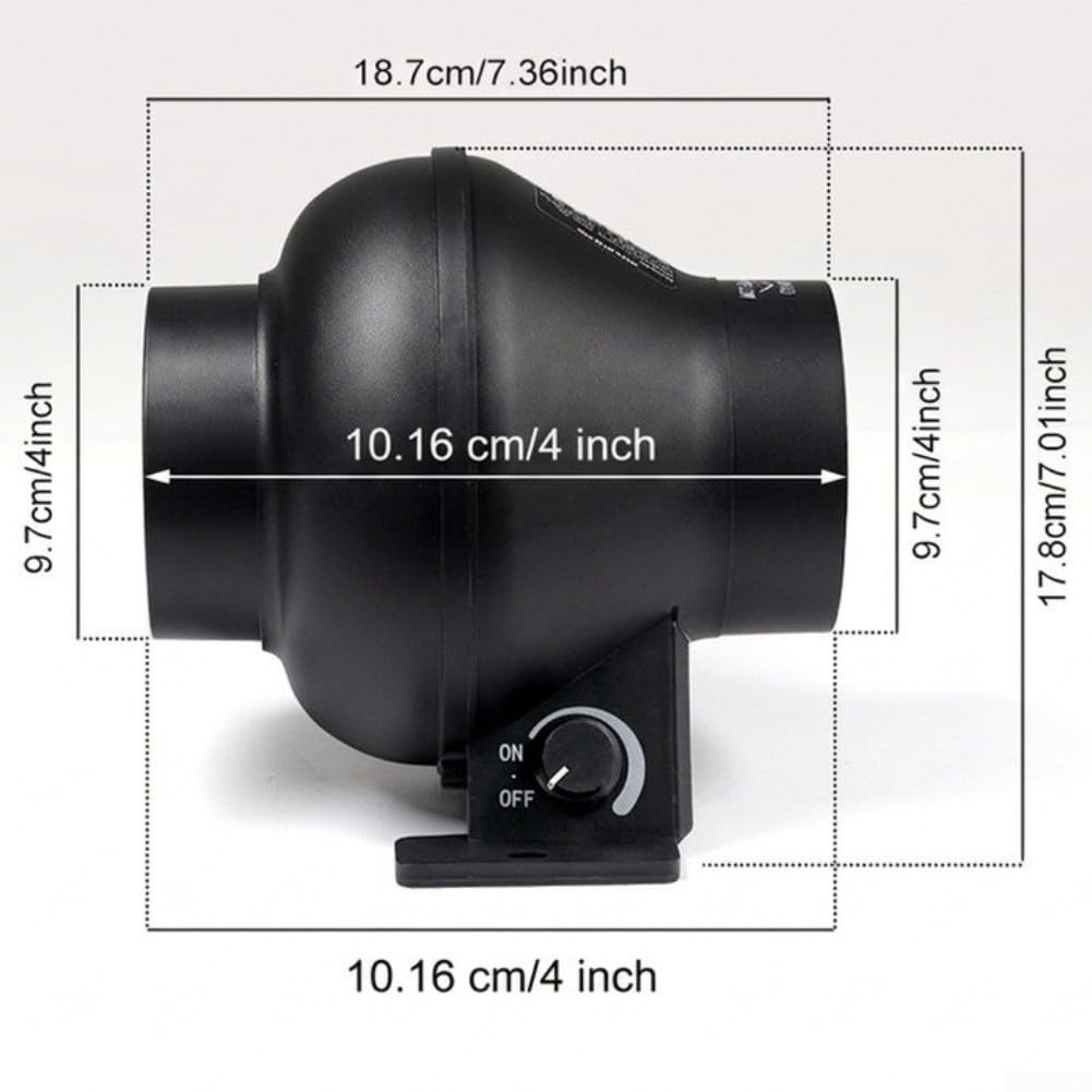 10,2 cm Inline-Ventilator, Luftstromregler mit einstellbarer