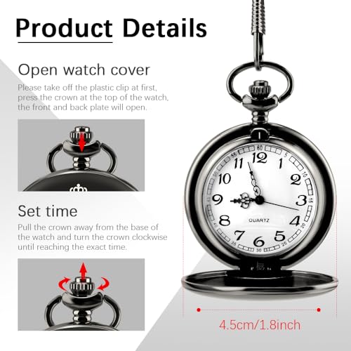 Image of Vintage Engraved Pocket Watch with Chain Fathers Day Birthday Graduation Xmas Valentines Day Gifts for Son Adult