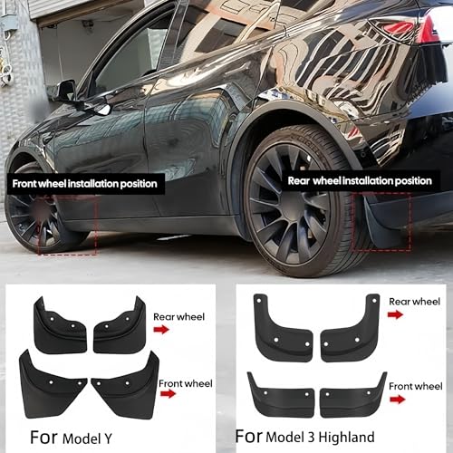 Guardabarros de coche para Tesla Model 3 Highland 2024 contra salpicaduras de barro 7