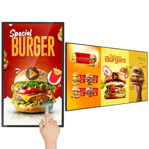 Image of 32 inch Digital Signage Display, Touchscreen Wall Mount Digital Signage, 400nits Advertising Display, Indoor Digital Signage, CMS /U-Disk Plug&Play, Split Screen, 7 /24 Operation for Restaurant