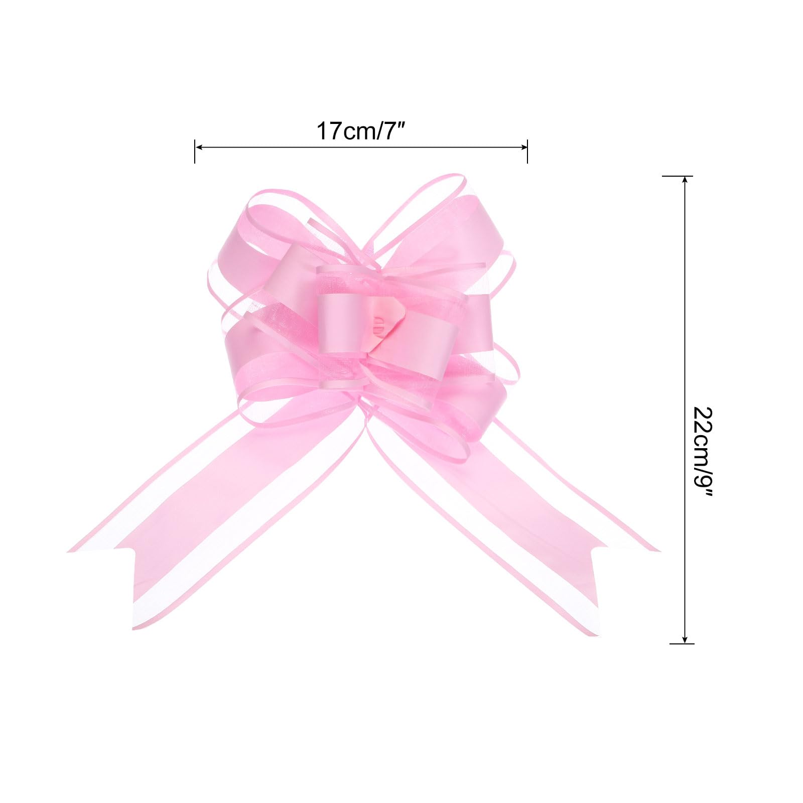 Uxcell 10pcs 9 Inch Giant Large Pull Bow Gift Wrapping Organza Bows Ribbon Pink for Wedding Baskets Presents Christmas - Image 2