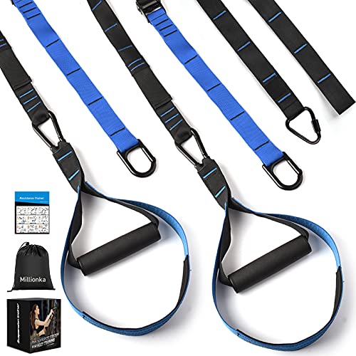 Resistance Training Straps, Millionka Fitness Resistance Bands Set with Handles for Full Body Workout, Bodyweight Trainer Kit Home Gym Exercise Bands for Men Women Indoor Outdoor Resistance Training Straps, Millionka Fitness Resistance Bands Set with Handles for Full Body Workout, Bodyweight Trainer Kit Home Gym Exercise Bands for Men Women Indoor Outdoor