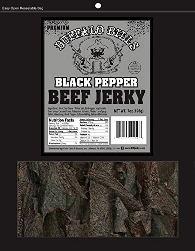 Buffalo Bills Premium Black Pepper Beef Jerky Pieces,Spicy Beef Jerky, 7 Oz