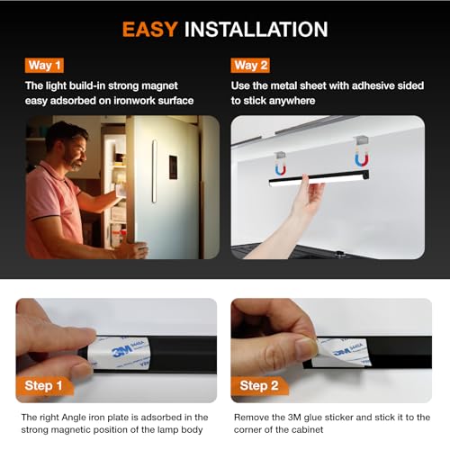 Image of Under Cabinet Lights Remote Control,4 Pack Magnetic Rechargeable Light bar,Under Cabinet Lighting Wireless,Ceiling and Under Counter Lights for Kitchen,Wardrobe,Shelf (Black, 30 CM)