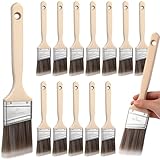 Acellegic 12 Pack Angle Sash Paint Brushes Treated Easy to Grip Wood Handle Synthetic Bristles Smooth Finishes Paint Brushes for Stain Wall Trim Painting Furniture(2 Inch)
