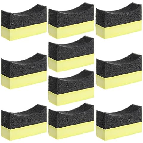 TJOUL 10 Pcs Tire Contour Dressing Applicator Shine Sponge Car Wax Applicator Pad Tire Dressing Applicator Brush Professional Automotive Cleaning Sponges for Car Glass Painted Steel Porcelain Cover