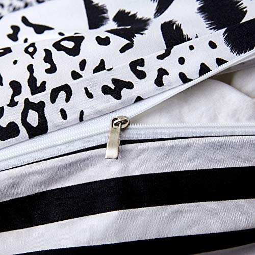 Duvet Cover Set King Bedding Leopard Print Zebra Giraffe Leopard Tiger Stripes Print Bedding With 2 Pillow Shams Zipper Closure Ties #TOP6